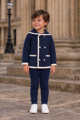 'Louis' navy & ivory knitted cardigan & legging set