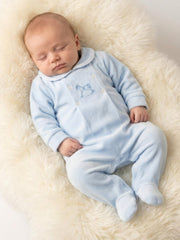 Pex 'George' blue velour rocking horse sleepsuit