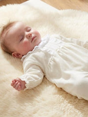 Pex 'Hannah' ivory velour frill collar sleepsuit