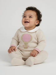 Pex natural & pink hot air balloon knitted romper