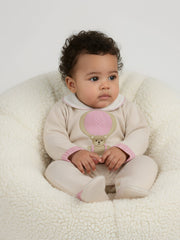 Pex natural & pink hot air balloon knitted romper