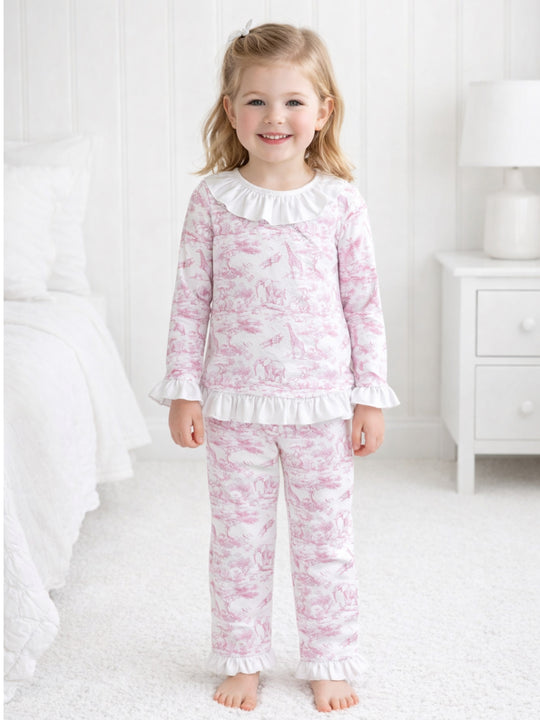 The Little Toile Pink Frill Details Pyjamas
