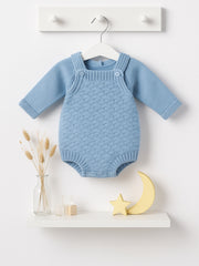 Merino Wool Blue Knitted Romper Set - Rose & Albert