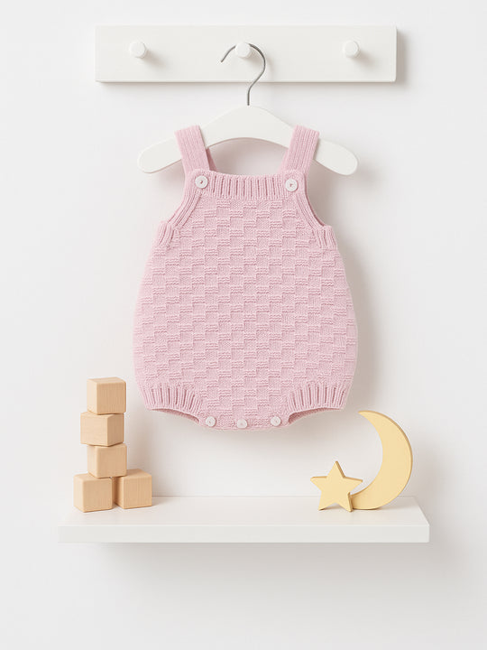 Merino Wool Pink Knitted Romper