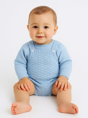 Merino Wool Blue Knitted Romper Set - Rose & Albert