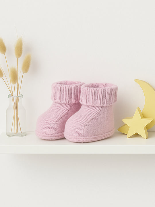 Merino Wool Pink Knitted Booties