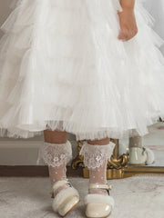 Petite Maison Kids Ivy White Polka Dot Lace Sock