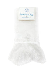 Petite Maison Kids Ivy White Polka Dot Lace Sock