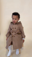 Sarah Louise Camel Traditional Coat with Velvet Trim