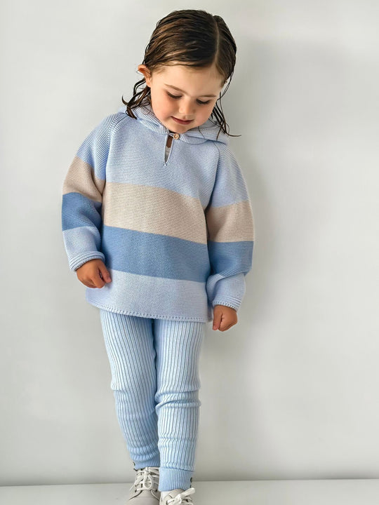 'Leo' Blue & Beige Hoodie & Trouser Set