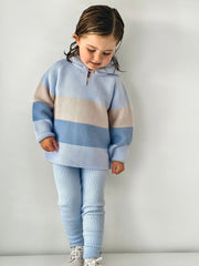 'Leo' Blue & Beige Hoodie & Trouser Set