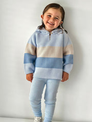 'Leo' Blue & Beige Hoodie & Trouser Set
