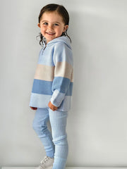 'Leo' Blue & Beige Hoodie & Trouser Set