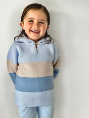 'Leo' Blue & Beige Hoodie & Trouser Set