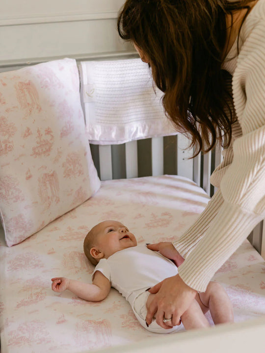 The Gilded Bird Pink Toile fitted sheet