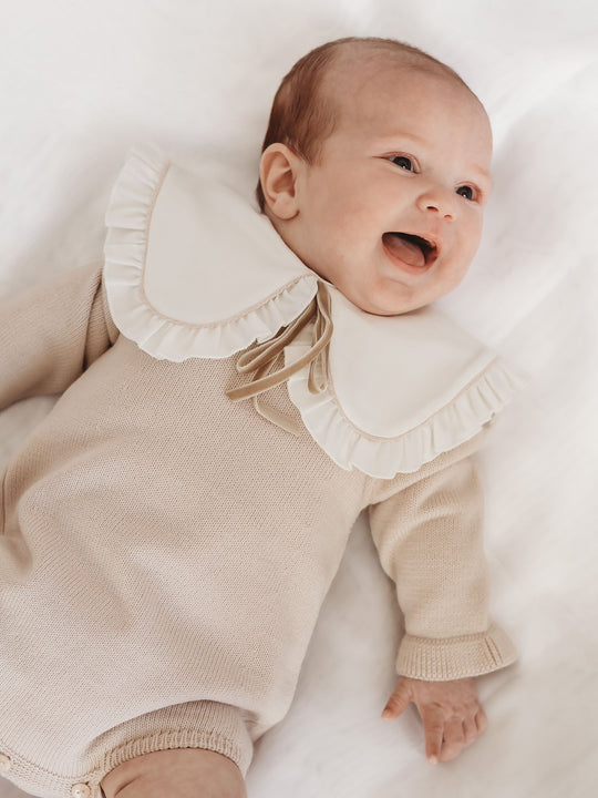 'Darling collar' beige knitted statement collar romper