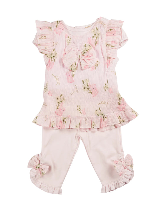 Mintini Baby pink floral 3 piece legging set