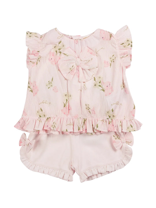 Mintini Baby pink floral short set
