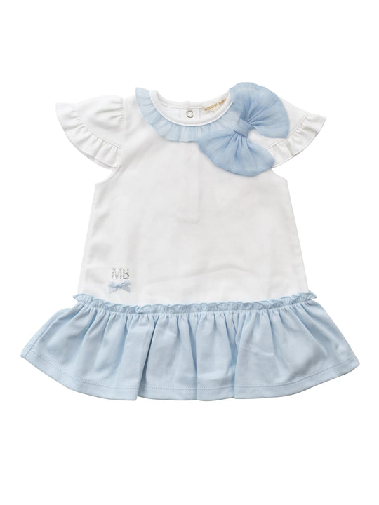 Mintini Baby Blue & white tulle bow dress