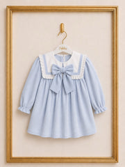 'Ciel' blue babycord frill collar dress