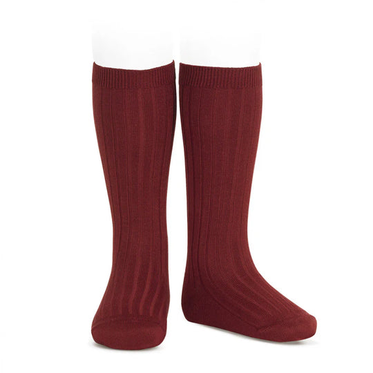 Condor burgundy ribbed knee socks