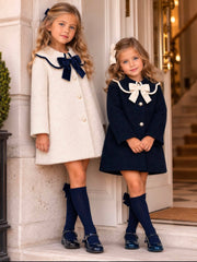 The 'Icon' ivory & navy boucle coat
