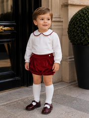 'Bordeaux' burgundy velvet jam pant set - Rose & Albert