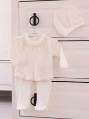 Leoking 3 piece white & pink knitted set