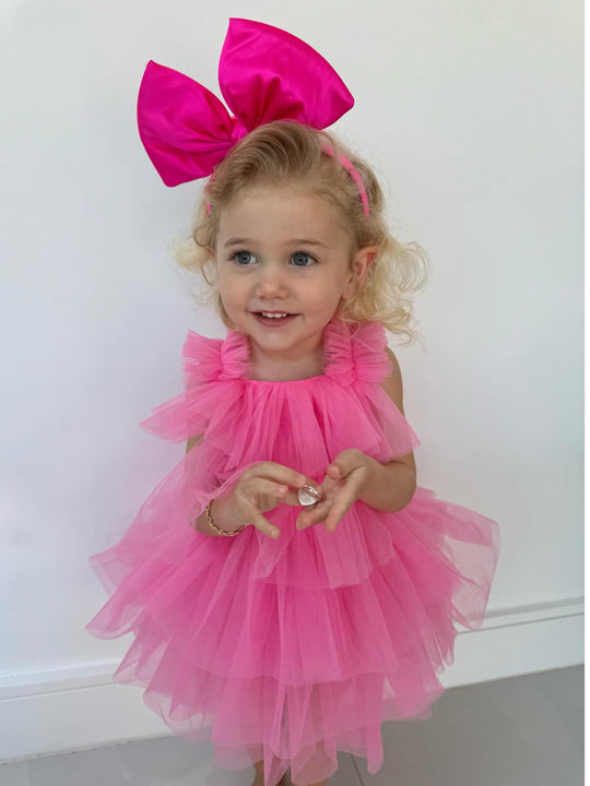 'Lovella' Hot Pink Tulle Romper