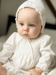 Sarah Louise white dress, bonnet & knicker set