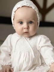 Sarah Louise white dress, bonnet & knicker set