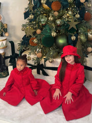 Sarah Louise Traditional velvet trimmed red coat & hat