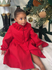 Sarah Louise Traditional velvet trimmed red coat & hat