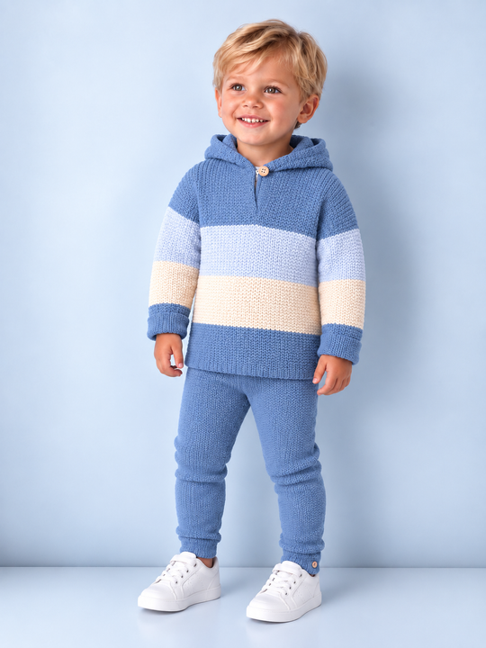 'Henri' blue hoodie & trouser knitted suit
