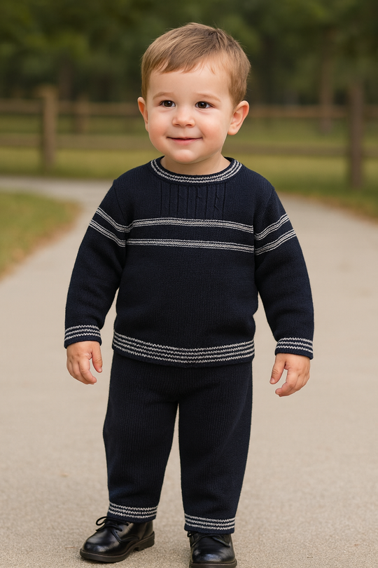 Sarah Louise Navy Cotton Suit