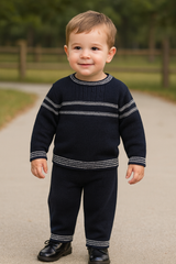 Sarah Louise Navy Cotton Suit