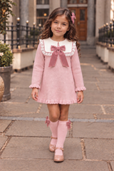'Heirloom' pink & ivory statement knitted dress
