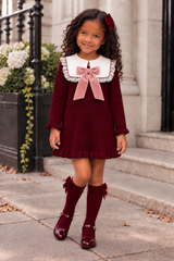 'Heirloom' burgundy & pink statement knitted dress