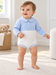 Pex 'Parker' blue & white knitted romper