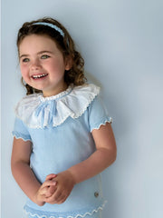 'Amelia' blue knitted statement collar short set