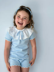 'Amelia' blue knitted statement collar short set