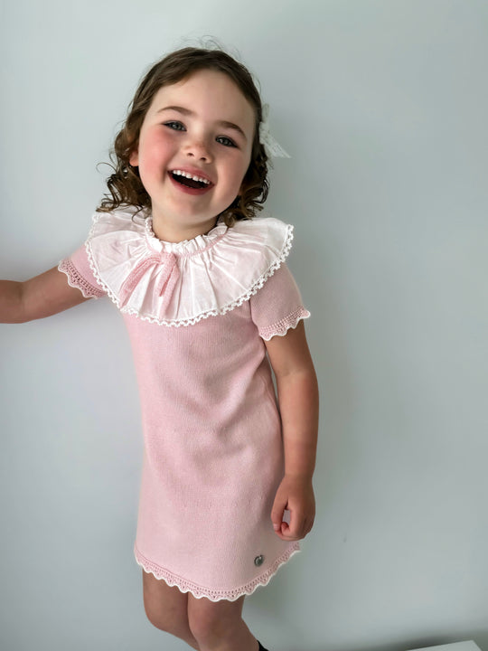 'Millie' pink knitted statement collar dress