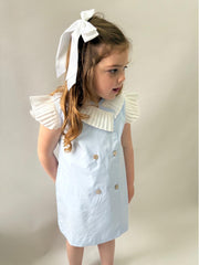 'Bea' blue pleated collar dress set