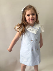'Bea' blue pleated collar dress set