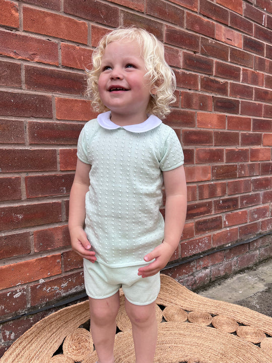 Granlei mint green peter pan collar short suit