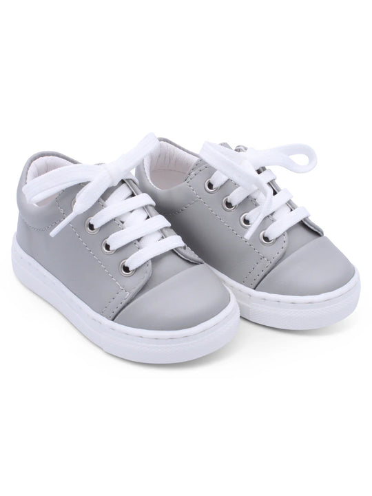 Borboleta Light Grey 'Santiago' Leather Trainers