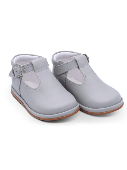 Borboleta Light Grey 'Fernando' T-Bar  Leather Shoes