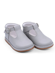 Borboleta Light Grey 'Fernando' T-Bar  Leather Shoes