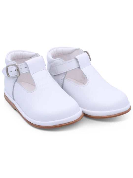 Borboleta White 'Fernando' T-Bar  Leather Shoes