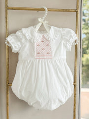 Fofettes white swiss dot embroidered romper